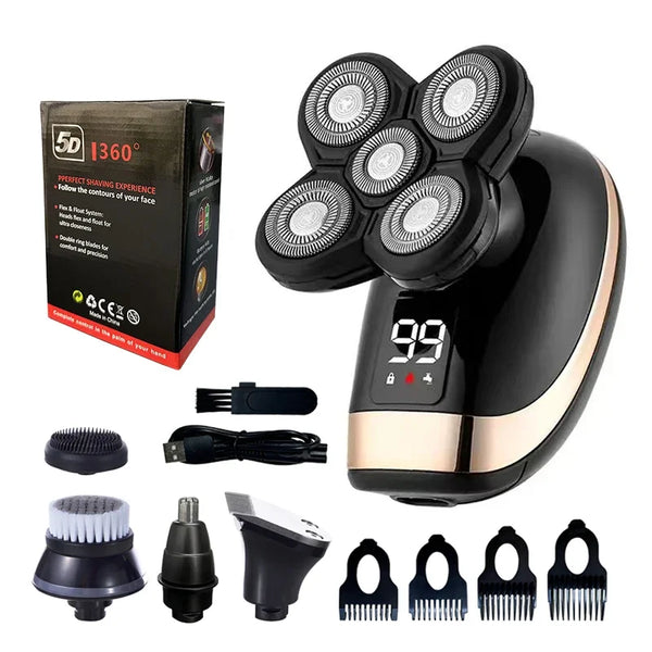 Cosinion 5-in-1 Electric Shaver for Men – Waterproof Beard & Hair Trimmer, Nose & Ear Grooming Kit, Fast-Charging Wet/Dry Razor