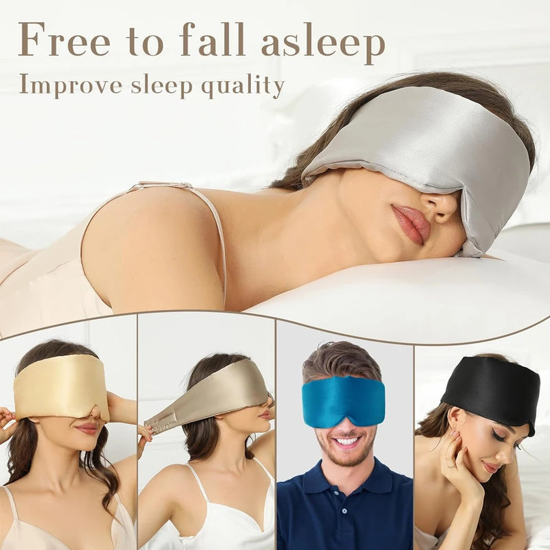 100% Mulberry Silk Sleep Mask – Ultra Soft Light-Blocking Eye Mask for Deep, Restful Sleep & Travel Comfort 😴✨