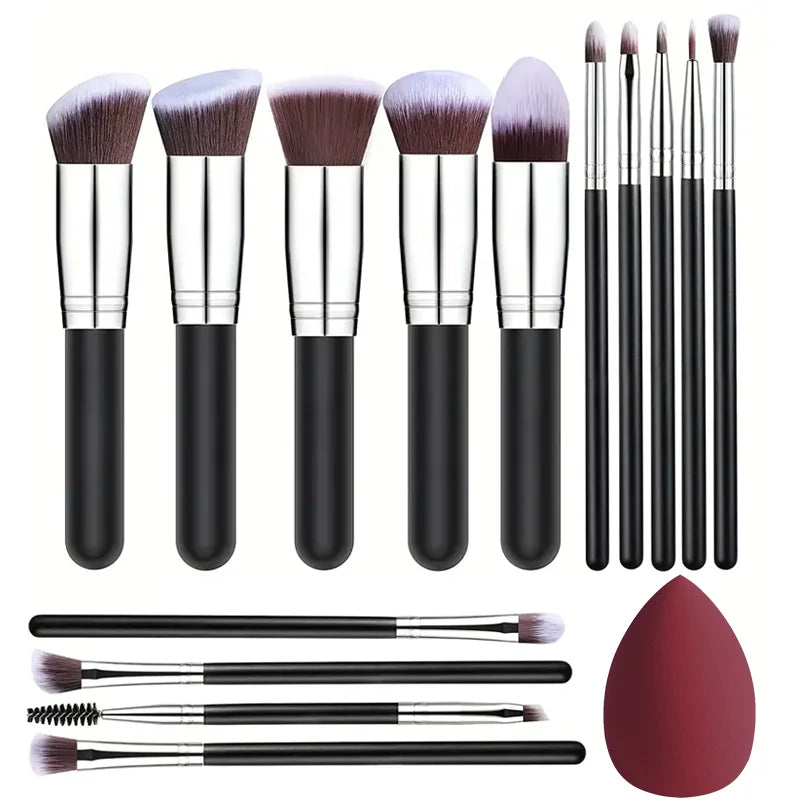 Glam in Every Stroke! ✨ 14-Piece Soft & Fluffy Makeup Brush Set – Perfect Gift for Beauty Lovers! 🎁