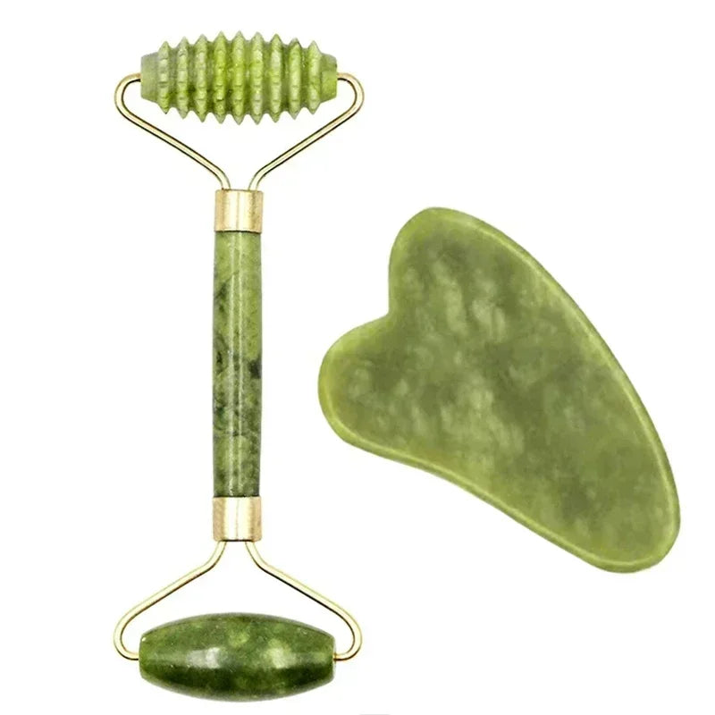Natural Jade Roller & Gua Sha Set – Face, Eye & Neck Massager for Lifting, Anti-Aging & Relaxing Spa Skincare 💆‍♀️✨
