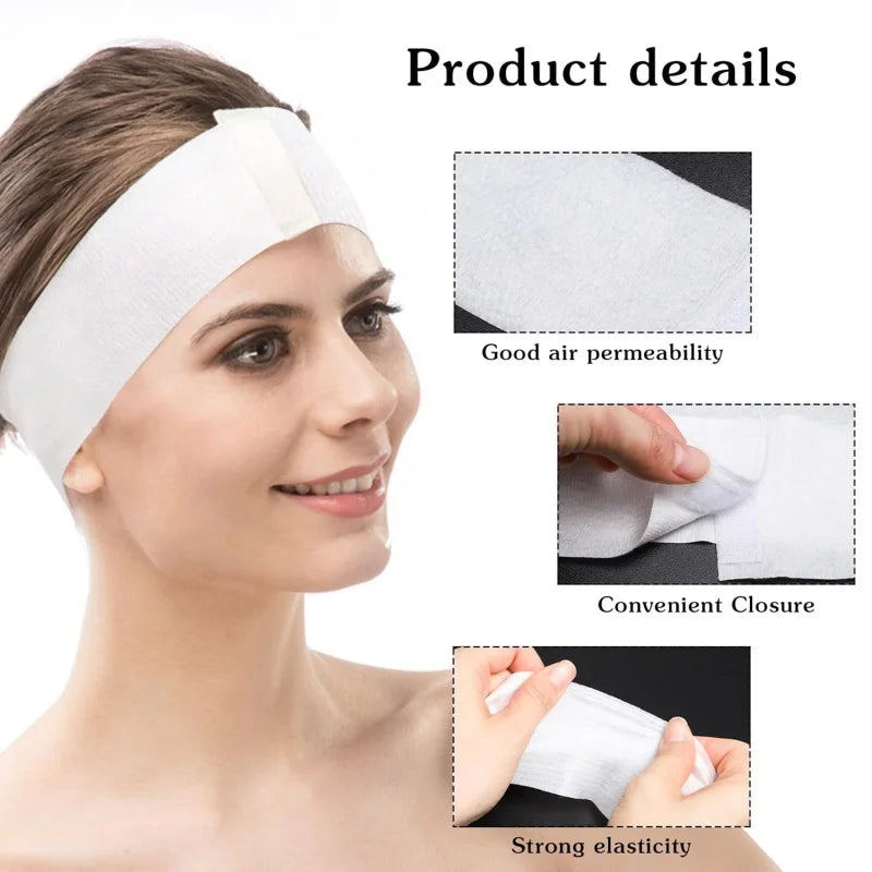 Disposable Spa Facial Headbands – Soft Non-Woven Hair Wraps for Facials, Skincare & Salon Beauty Treatments 💆‍♀️✨