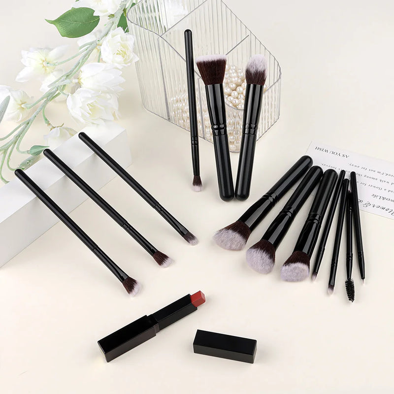 Glam in Every Stroke! ✨ 14-Piece Soft & Fluffy Makeup Brush Set – Perfect Gift for Beauty Lovers! 🎁