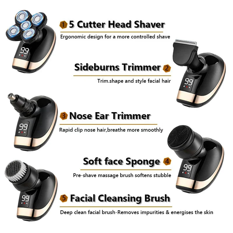 Cosinion 5-in-1 Electric Shaver for Men – Waterproof Beard & Hair Trimmer, Nose & Ear Grooming Kit, Fast-Charging Wet/Dry Razor ⚡🧔‍♂️