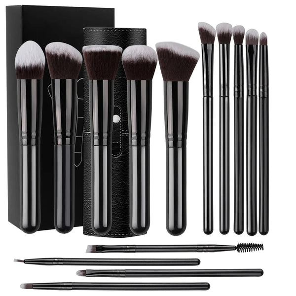 Glam in Every Stroke! ✨ 14-Piece Soft & Fluffy Makeup Brush Set – Perfect Gift for Beauty Lovers! 🎁
