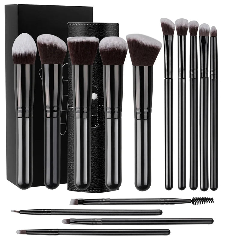 Glam in Every Stroke! ✨ 14-Piece Soft & Fluffy Makeup Brush Set – Perfect Gift for Beauty Lovers! 🎁